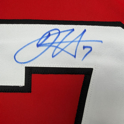 Autographed/Signed Dougie Hamilton New Jersey NJ Red Hockey Jersey Beckett BAS COA