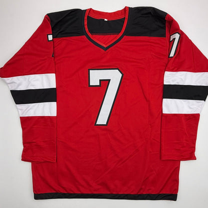Autographed/Signed Dougie Hamilton New Jersey NJ Red Hockey Jersey Beckett BAS COA