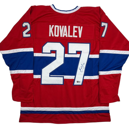 Autographed/Signed Alexei Alex Kovalev Montreal Red Hockey Jersey Beckett BAS COA