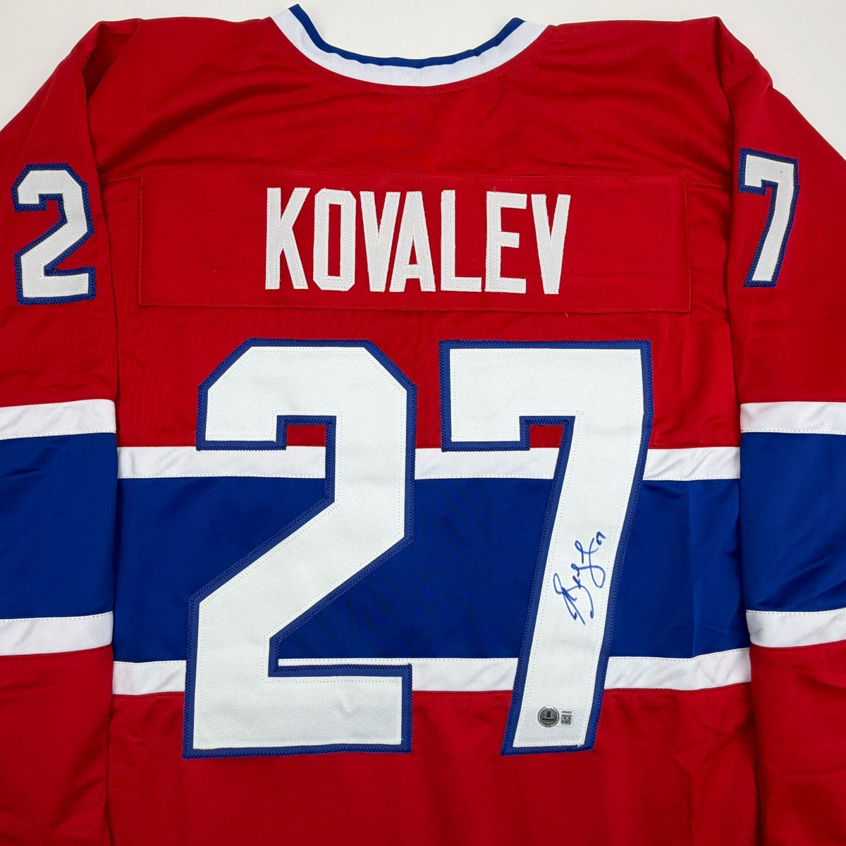 Autographed/Signed Alexei Alex Kovalev Montreal Red Hockey Jersey Beckett BAS COA