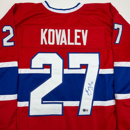 Autographed/Signed Alexei Alex Kovalev Montreal Red Hockey Jersey Beckett BAS COA