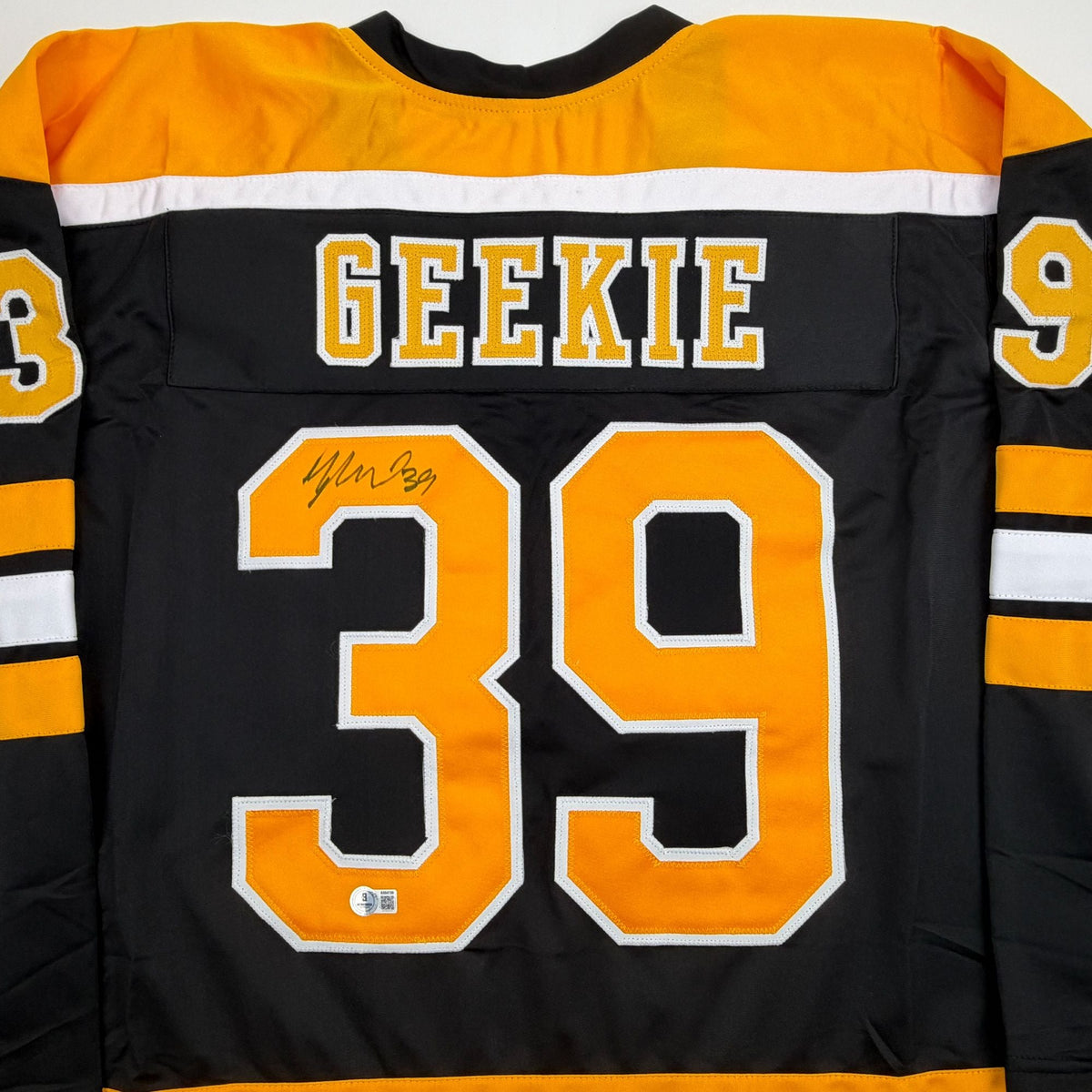 Autographed/Signed Morgan Geekie Boston Black Hockey Jersey Beckett BAS COA