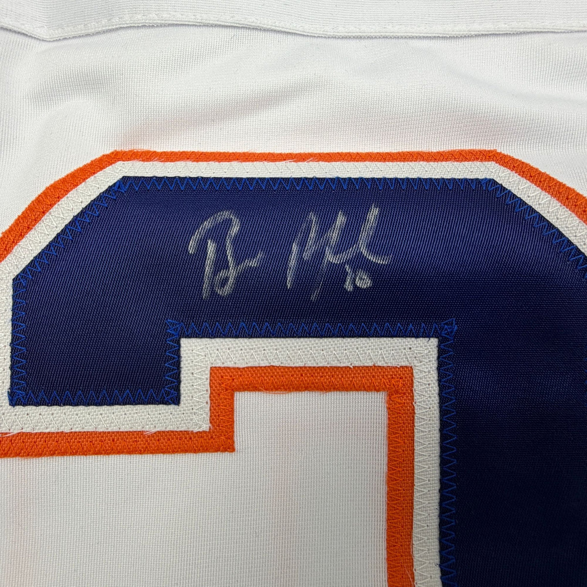 Autographed/Signed Bill Ranford Edmonton White Hockey Jersey Beckett BAS COA