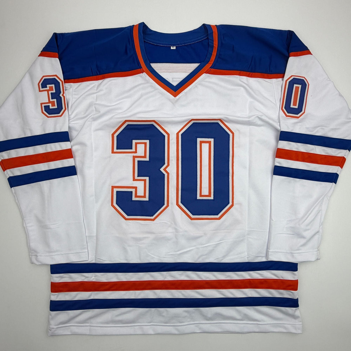Autographed/Signed Bill Ranford Edmonton White Hockey Jersey Beckett BAS COA