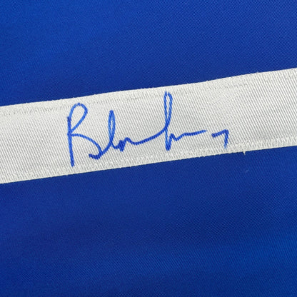 Autographed/Signed Brendan Morrison Vancouver Blue Hockey Jersey Beckett BAS COA