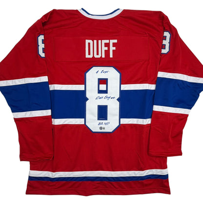 Autographed/Signed Dick Duff Montreal Red Hockey Jersey Beckett BAS COA