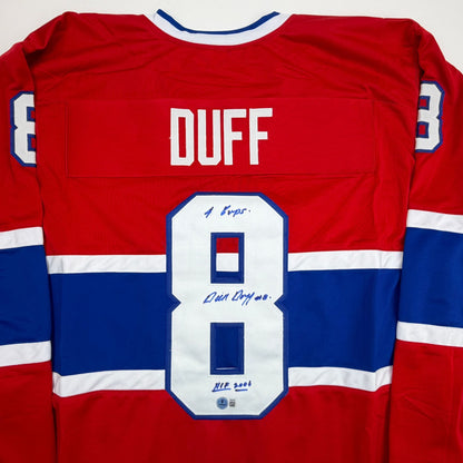 Autographed/Signed Dick Duff Montreal Red Hockey Jersey Beckett BAS COA