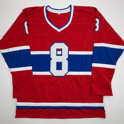 Autographed/Signed Dick Duff Montreal Red Hockey Jersey Beckett BAS COA