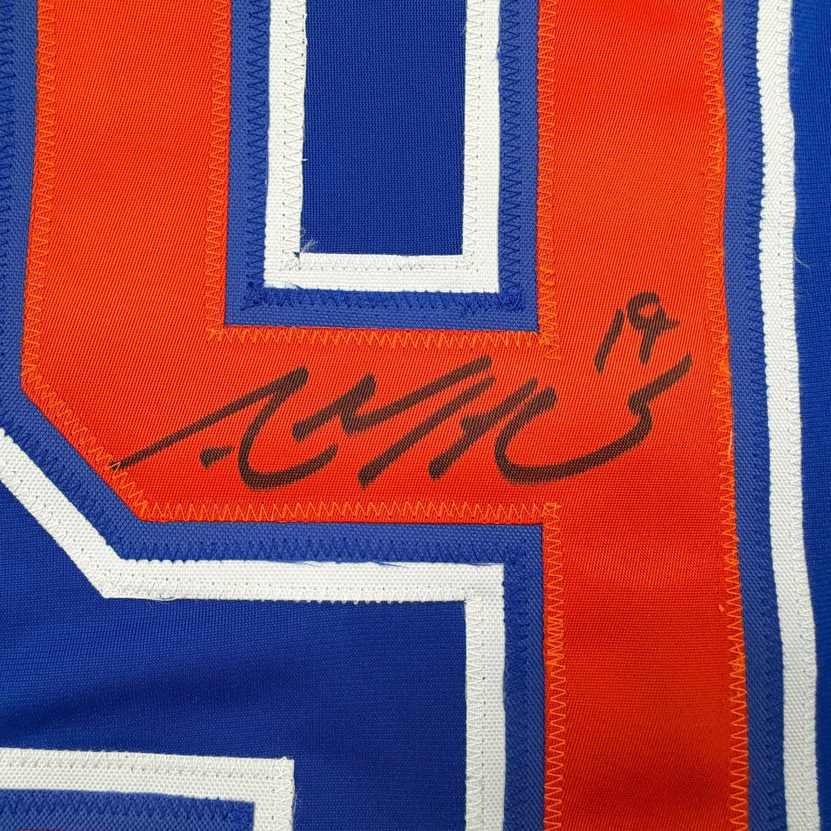 Autographed/Signed Adam Henrique Edmonton Blue Hockey Jersey Beckett BAS COA