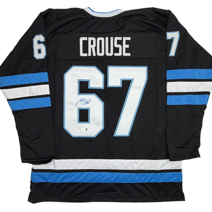 Autographed/Signed Lawson Crouse Utah Black Hockey Jersey Beckett BAS COA