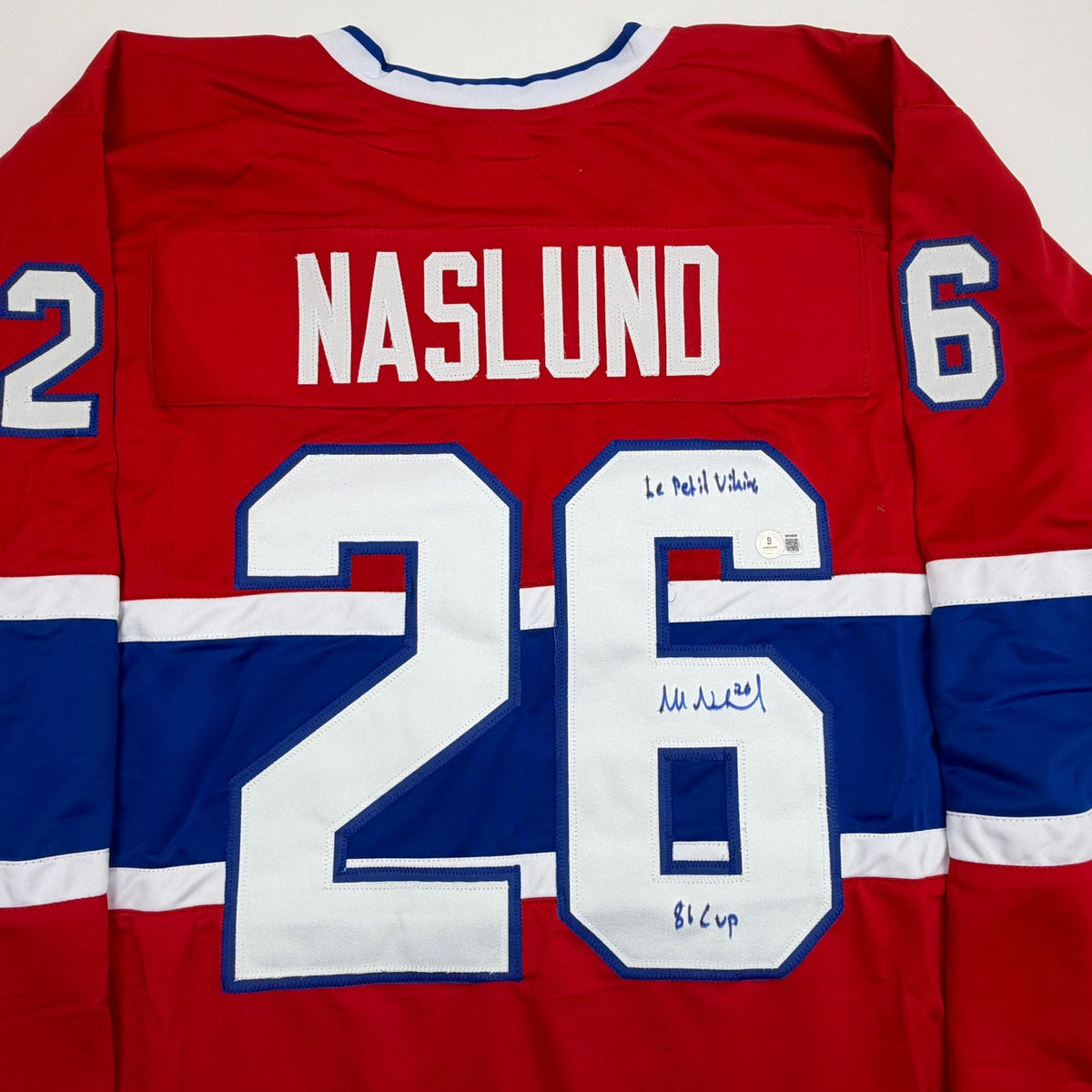 Autographed/Signed Mats Naslund Montreal Red Hockey Jersey Beckett BAS COA
