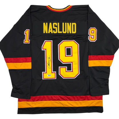 Autographed/Signed Markus Naslund Vancouver Black Hockey Jersey Beckett BAS COA