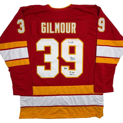 Autographed/Signed Doug Gilmour Calgary Red Hockey Jersey Beckett BAS COA
