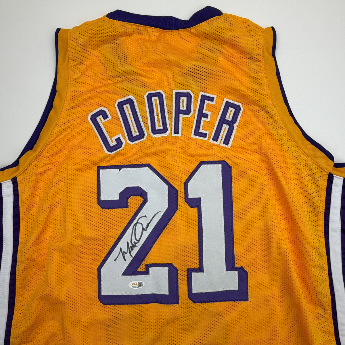 Autographed/Signed Michael Cooper Los Angeles Yellow Basketball Jersey JSA COA