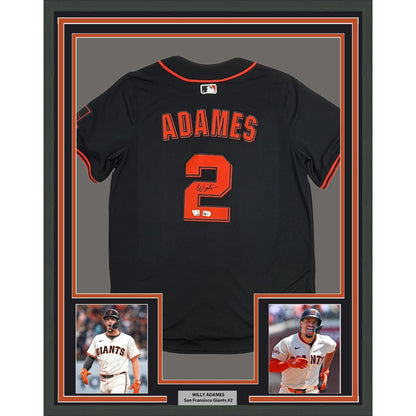 Framed Autographed/Signed Willy Adames 35x39 San Francisco Giants Black Authentic Baseball Jersey Fanatics & MLB COA