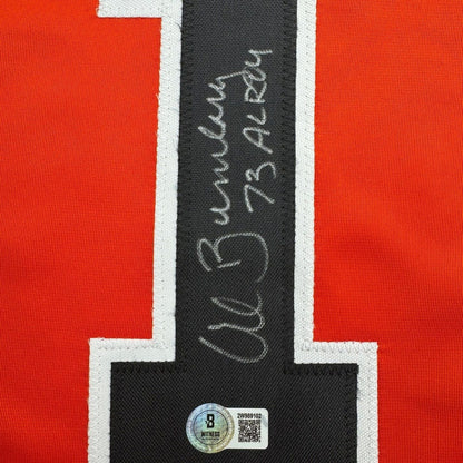 Framed Autographed/Signed Al Bumbry 73 AL ROY 35x39 Baltimore Orange Baseball Jersey Beckett BAS COA