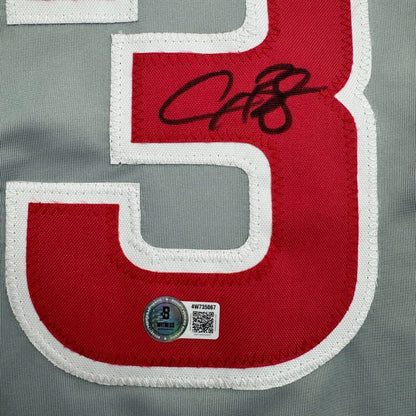 Framed Autographed/Signed Alex Bregman 35x39 Chicago Grey Baseball Jersey Beckett BAS COA
