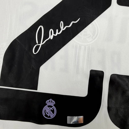 Framed Autographed/Signed David Beckham 35x39 Real Madrid White Soccer Jersey Panini Authentic COA