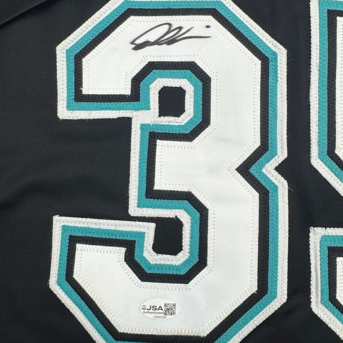 Framed Autographed/Signed Dontrelle Willis 35x39 Florida Black Baseball Jersey JSA COA