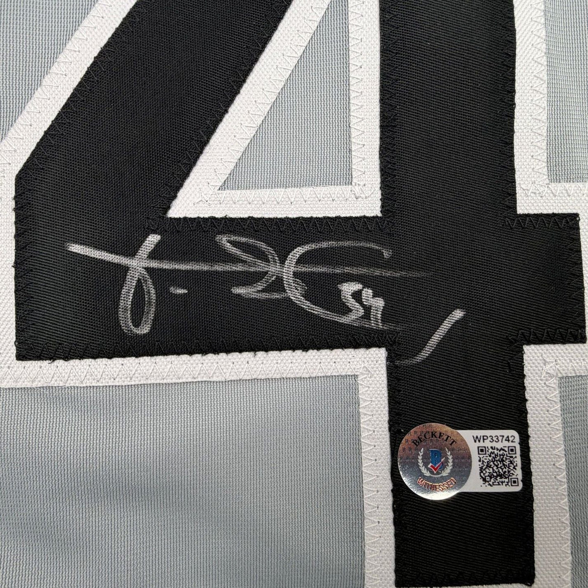 Framed Autographed/Signed Freddy Garcia 35x39 Chicago Grey Baseball Jersey Beckett BAS COA