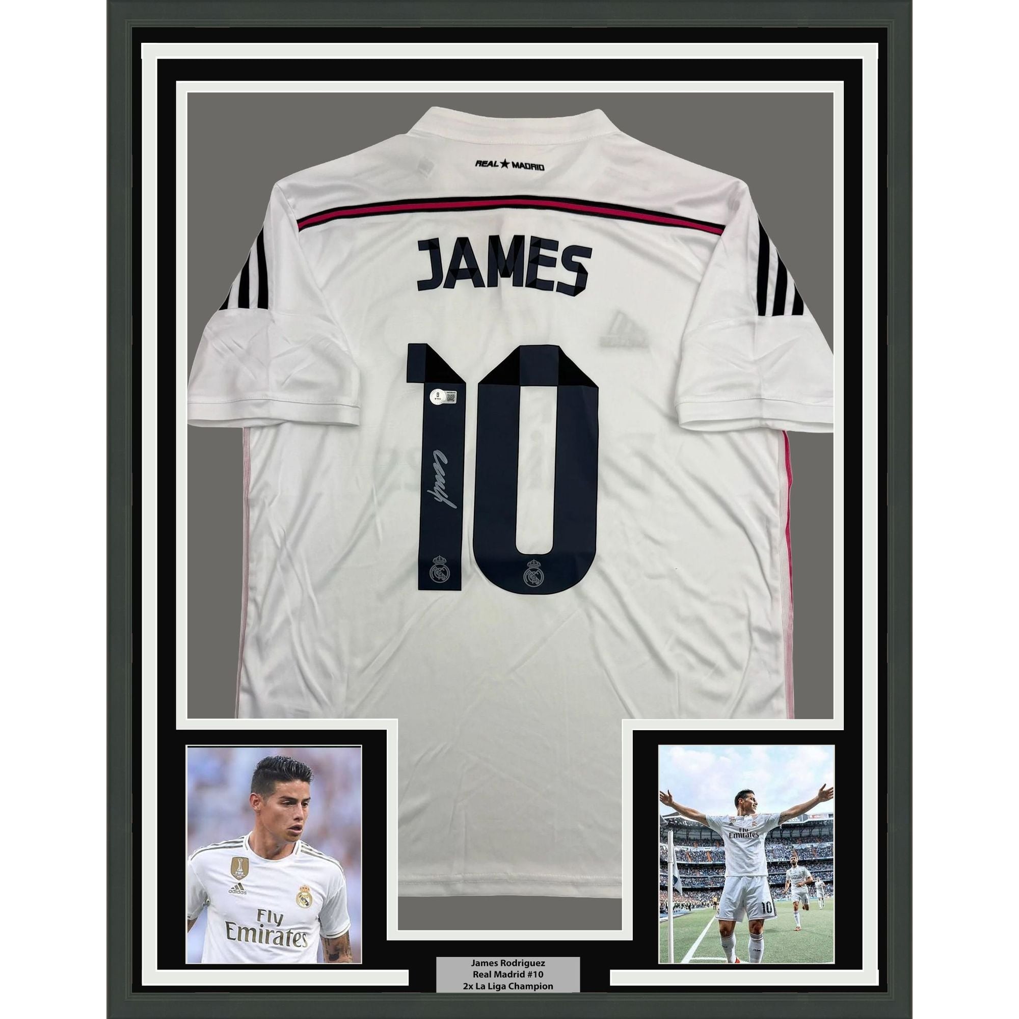 Framed Autographed/Signed James Rodriguez 35x39 Real Madrid White