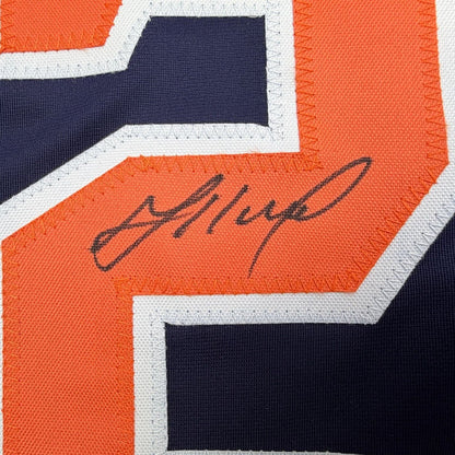 Framed Autographed/Signed Jose Altuve 35x39 Houston Blue Baseball Jersey Beckett BAS COA