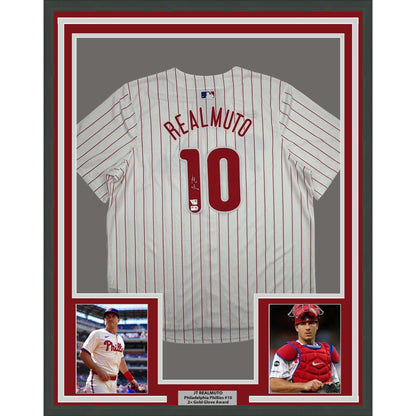 Framed Autographed/Signed JT Realmuto 35x39 Philadelphia Phillies Pinstripe Authentic Baseball Jersey Fanatics & MLB COA