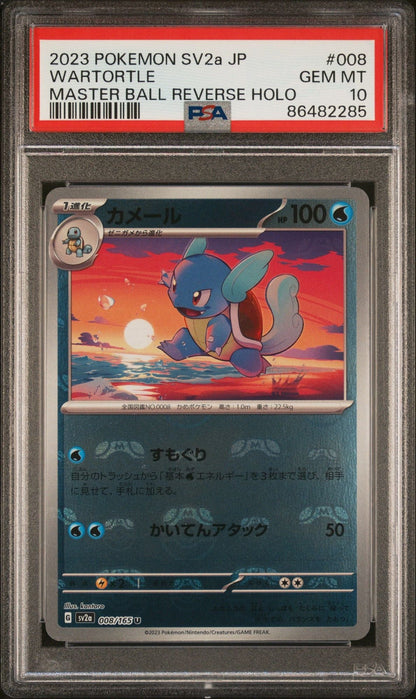 Graded 2023 Pokemon Japanese SV2a Wartortle #008 Master Ball Reverse Holo Trading Card Game PSA 10 Gem Mint