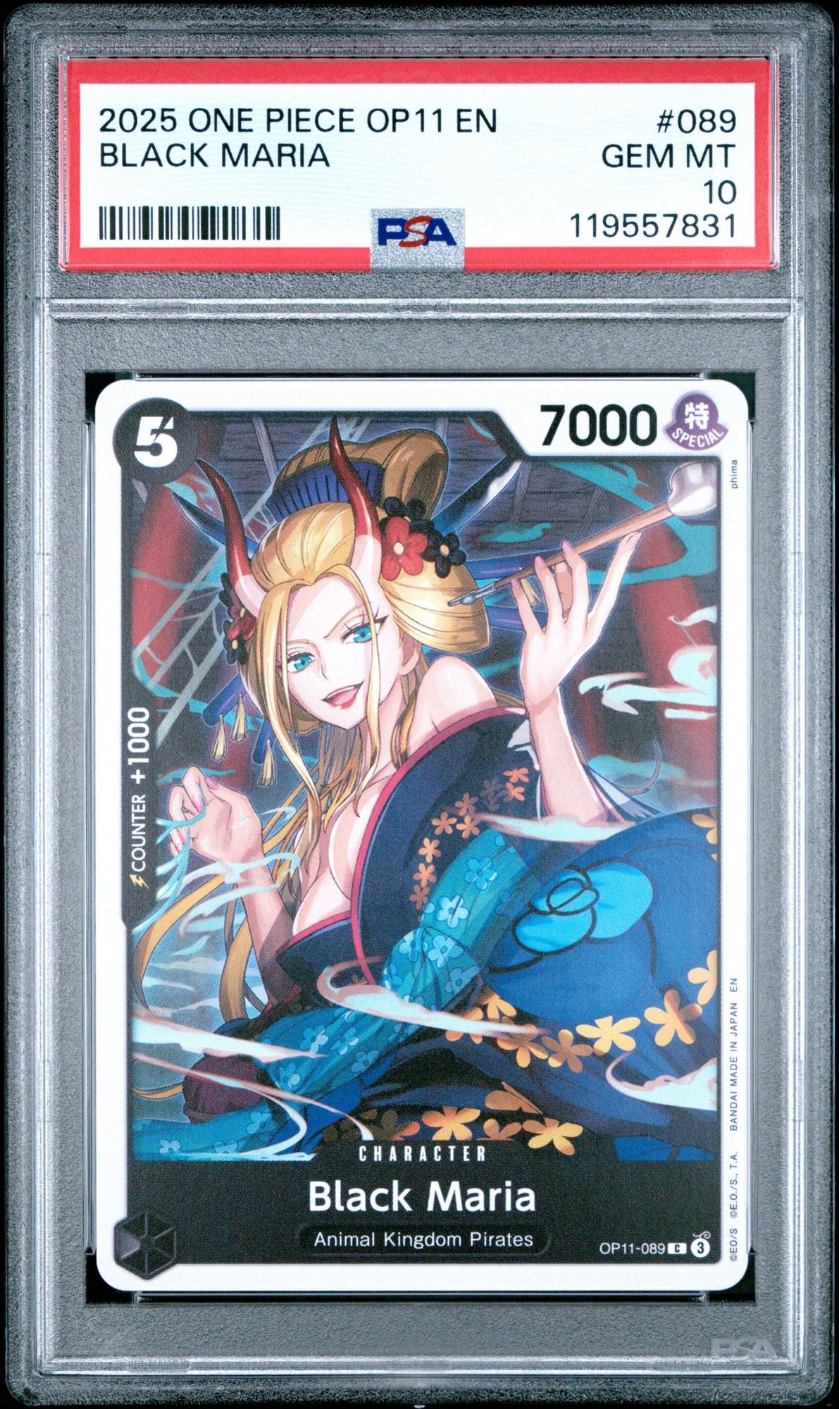 Graded 2025 EN One Piece Black Maria #089 OP11 Trading Card Game PSA 10 Gem Mint