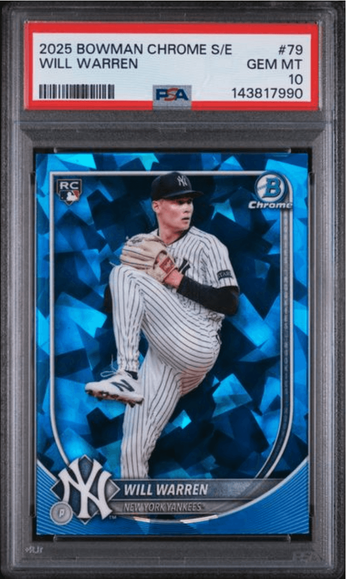 Graded 2025 Topps Bowman Chrome Sapphire Edition Will Warren #79 Rookie RC Baseball Card PSA 10 Gem Mint
