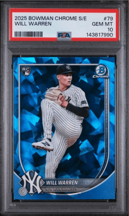 Graded 2025 Topps Bowman Chrome Sapphire Edition Will Warren #79 Rookie RC Baseball Card PSA 10 Gem Mint