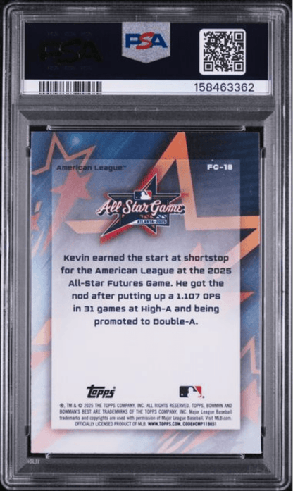 Graded 2025 Topps Bowmans Best Kevin McGonigle #FG18 2025 MLB A/S Futures Game Rookie RC Baseball Card PSA 10 Gem Mint