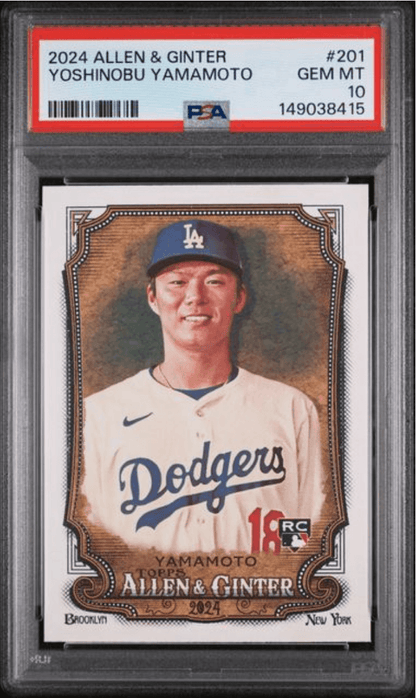 Graded 2024 Topps Allen & Ginter Yoshinobu Yamamoto #201 Rookie RC Baseball Card PSA 10 Gem Mint