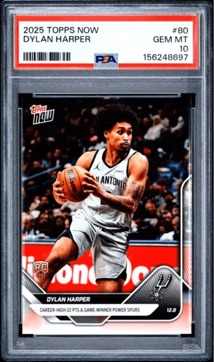 Graded 2025 Topps Now Dylan Harper #80 Rookie RC Basketball Card PSA 10 Gem Mint