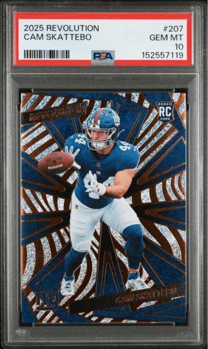 Graded 2025 Panini Revolution Cam Skattebo #207 Rookie RC Football Card PSA 10 Gem Mint