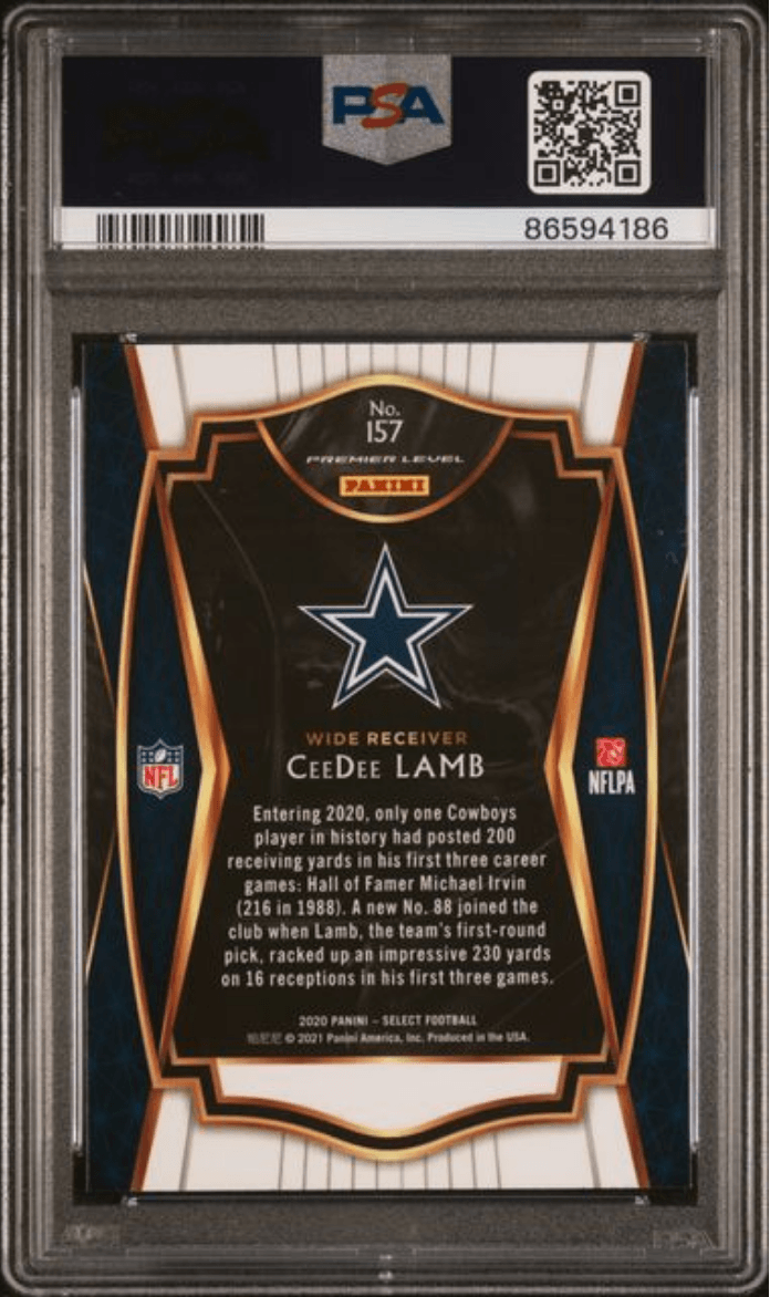 Graded 2020 Panini Select CeeDee Lamb #157 Rookie RC Football Card PSA 10 Gem Mint