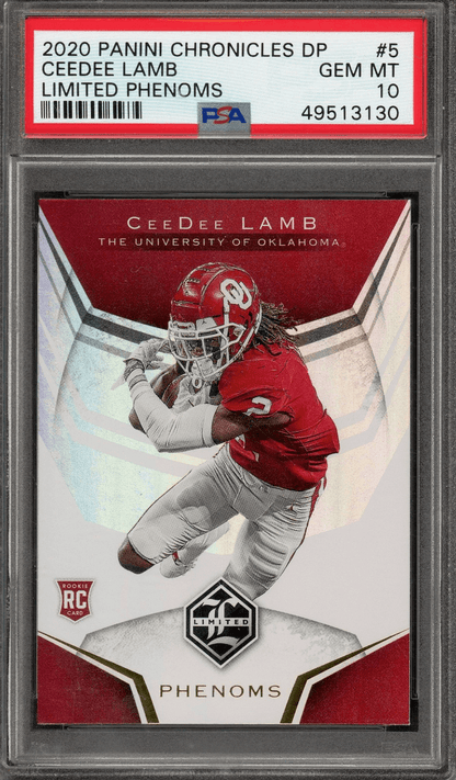 Graded 2020 Panini Chronicles Draft Picks CeeDee Lamb #5 Limited Phenoms Rookie RC Football Card PSA 10 Gem Mint
