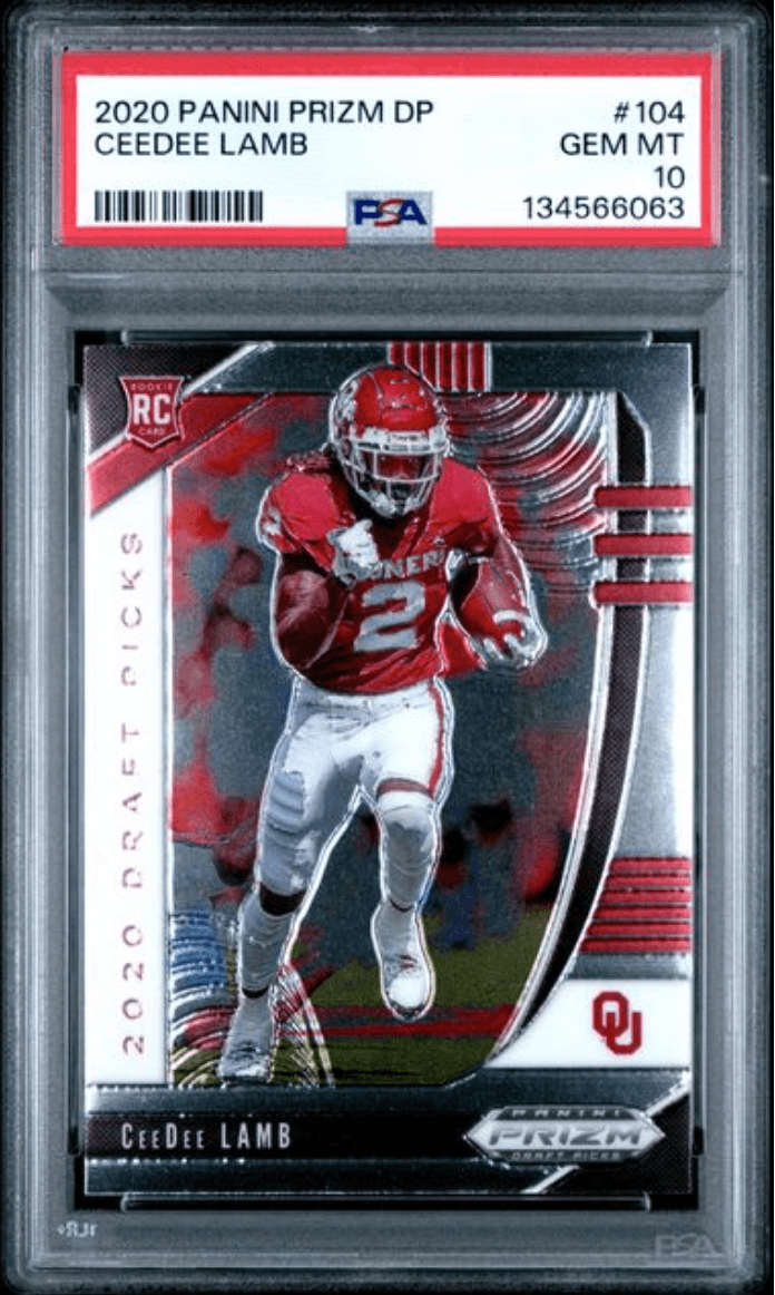 Graded 2020 Panini Prizm Draft Picks CeeDee Lamb #104 Rookie RC Football Card PSA 10 Gem Mint