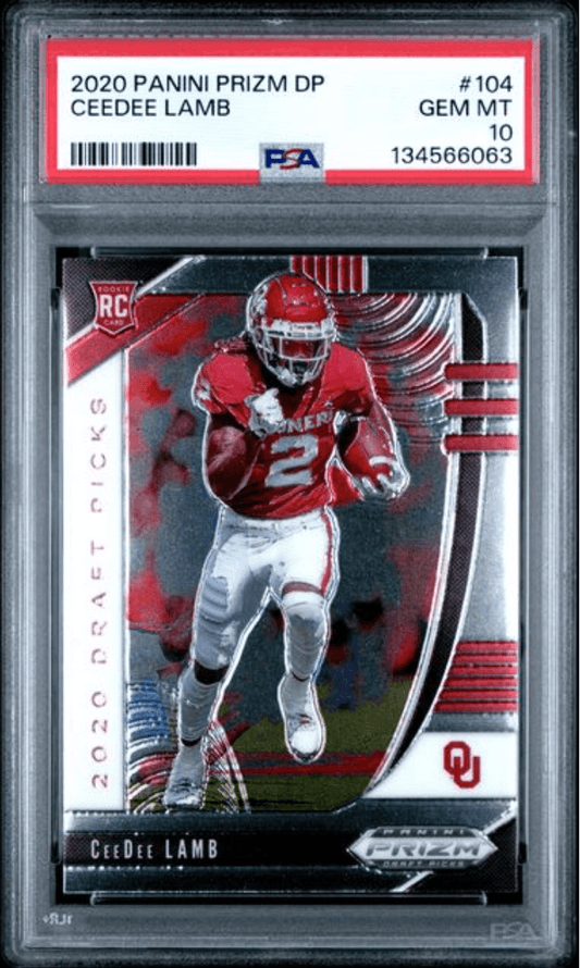 Graded 2020 Panini Prizm Draft Picks CeeDee Lamb #104 Rookie RC Football Card PSA 10 Gem Mint