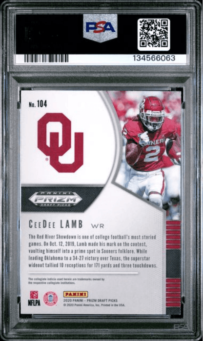 Graded 2020 Panini Prizm Draft Picks CeeDee Lamb #104 Rookie RC Football Card PSA 10 Gem Mint