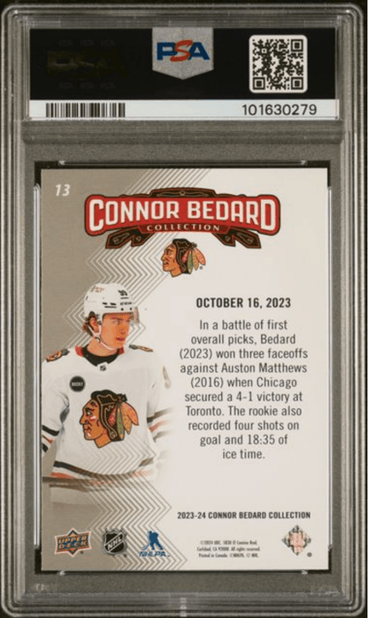 Graded 2023 Upper Deck Bedard Collection Connor Bedard #13 Rookie RC Hockey Card PSA 10 Gem Mint