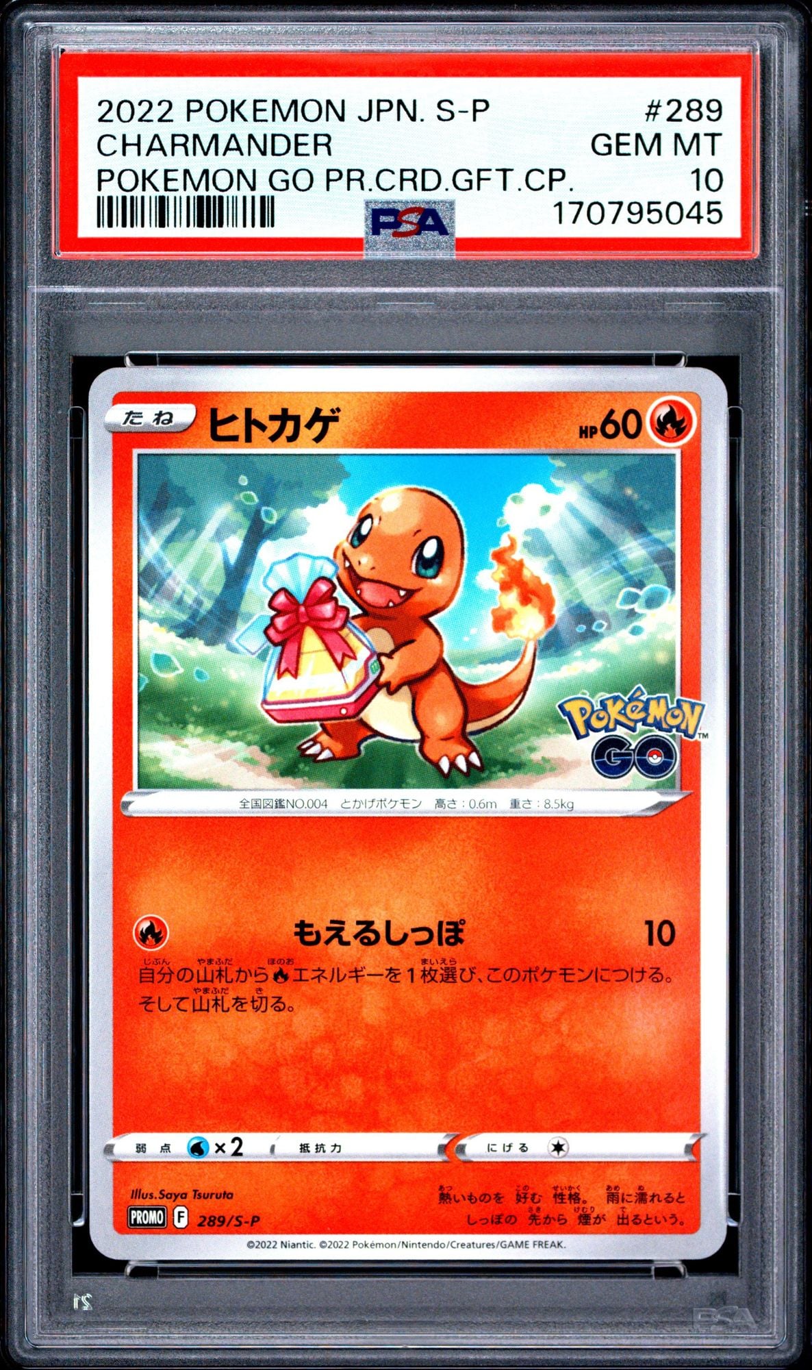 Graded 2022 Pokemon Go Japanese PROMO Charmander #289 Trading Card Game PSA 10 Gem Mint