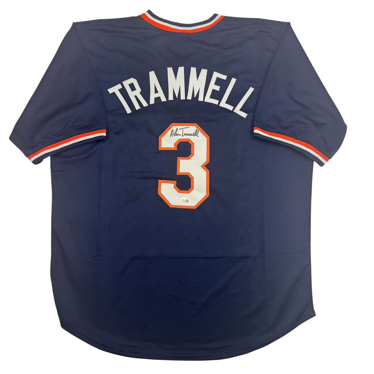 Autographed/Signed Alan Trammell Detroit Blue Baseball Jersey JSA COA