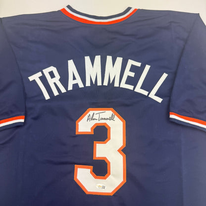 Autographed/Signed Alan Trammell Detroit Blue Baseball Jersey JSA COA