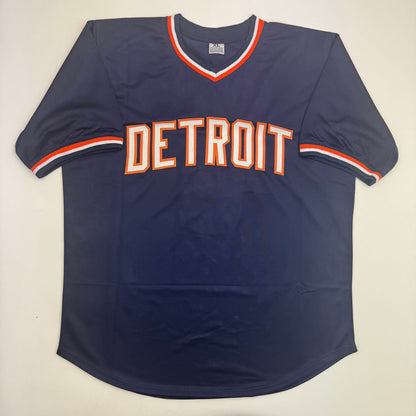 Autographed/Signed Alan Trammell Detroit Blue Baseball Jersey JSA COA