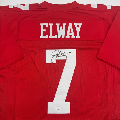 Autographed/Signed John Elway Stanford Red College Football Jersey JSA COA