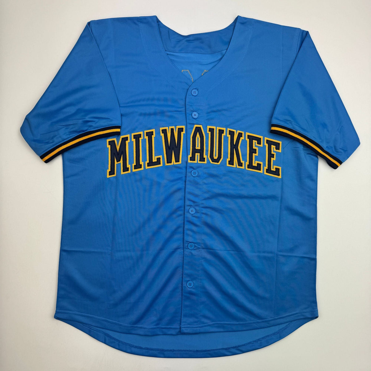 Autographed/Signed Brice Turang Milwaukee Blue Baseball Jersey Beckett BAS COA