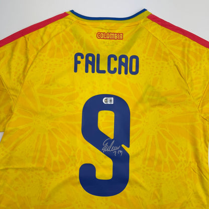 Autographed/Signed Radamel Falcao Columbia Yellow Soccer Futbol Jersey Beckett BAS COA