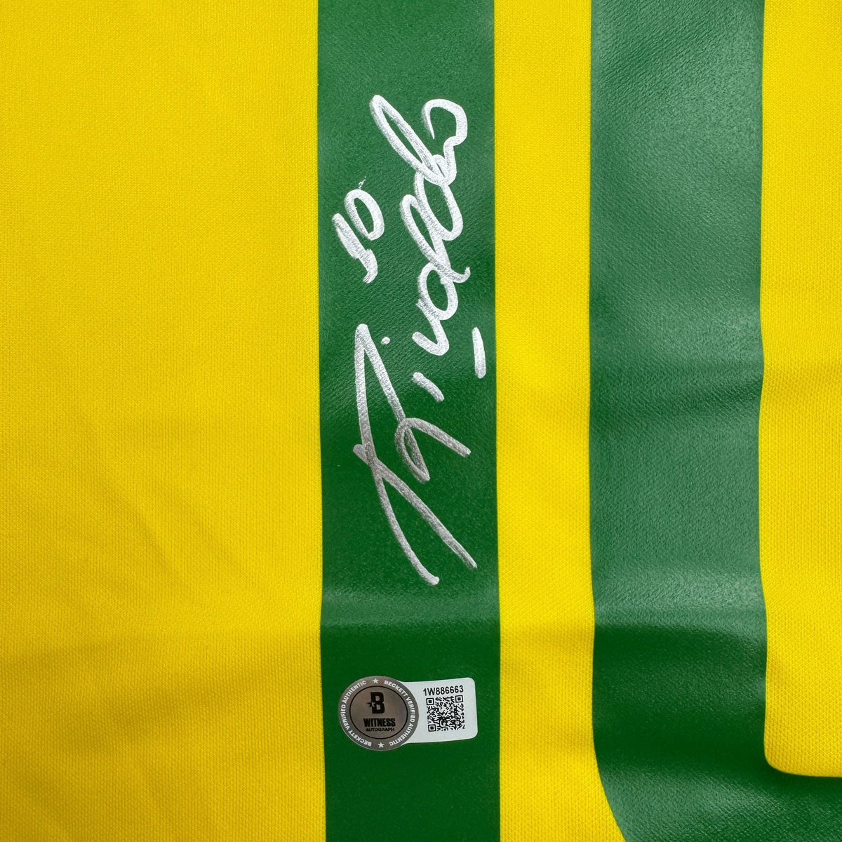 Autographed/Signed Rivaldo Brazil Yellow Soccer Futbol Jersey Beckett BAS COA #2