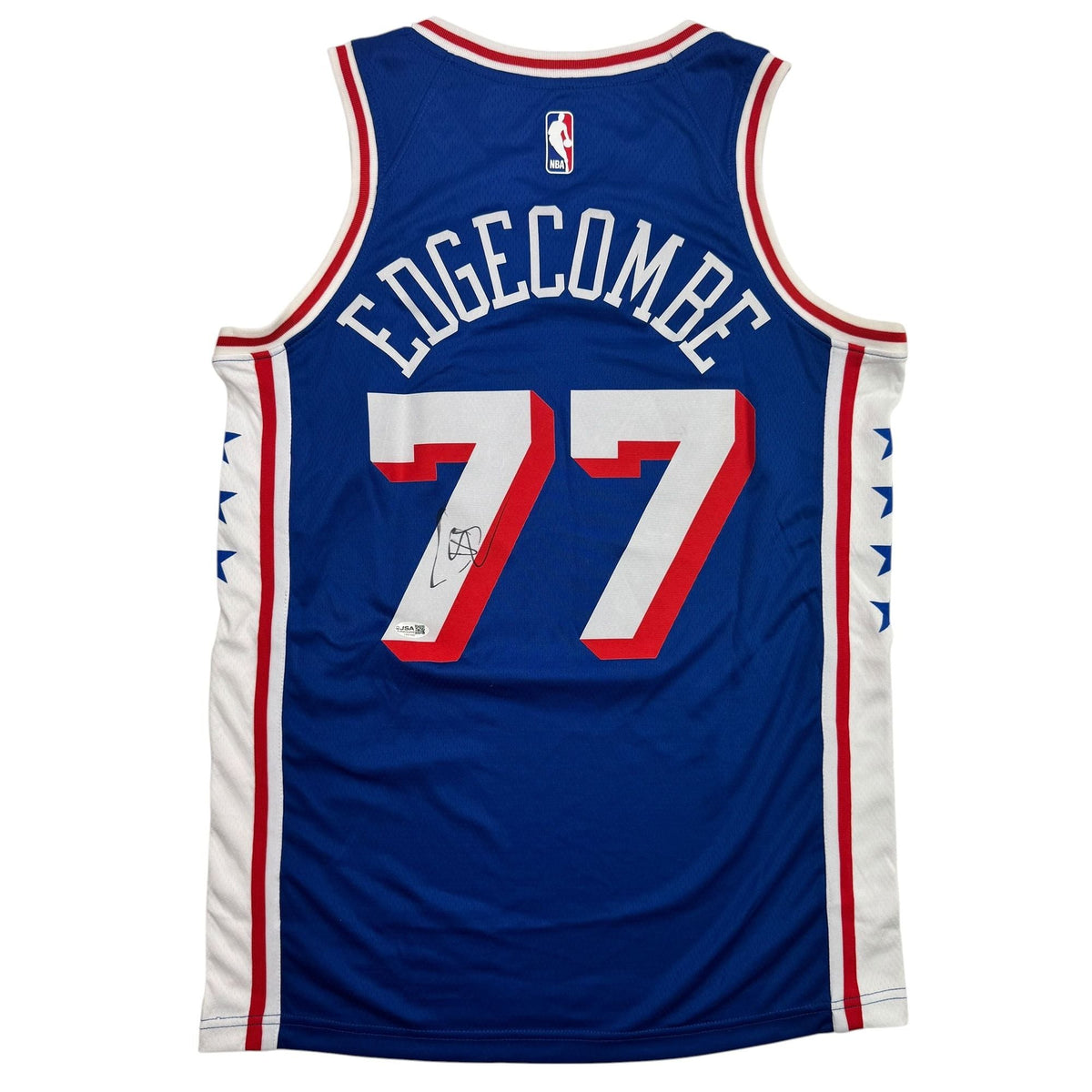 Autographed/Signed VJ Edgecombe Philadelphia 76ers Sixers Blue Authentic Basketball Jersey JSA COA